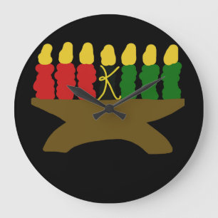 Kwanzaa Candle Design Large Clock