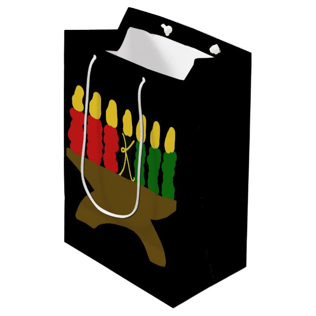 Kwanzaa Candle Design Medium Gift Bag (Front Angled)