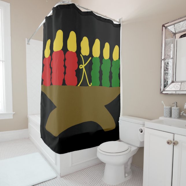 Kwanzaa Candle Design Shower Curtain (In Situ)