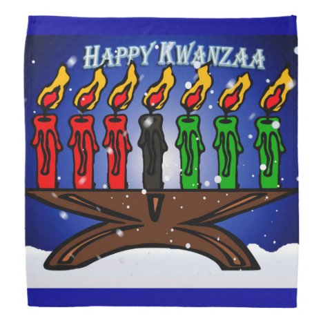 Kwanzaa Candle Kinara with Snow And Greeting Bandana