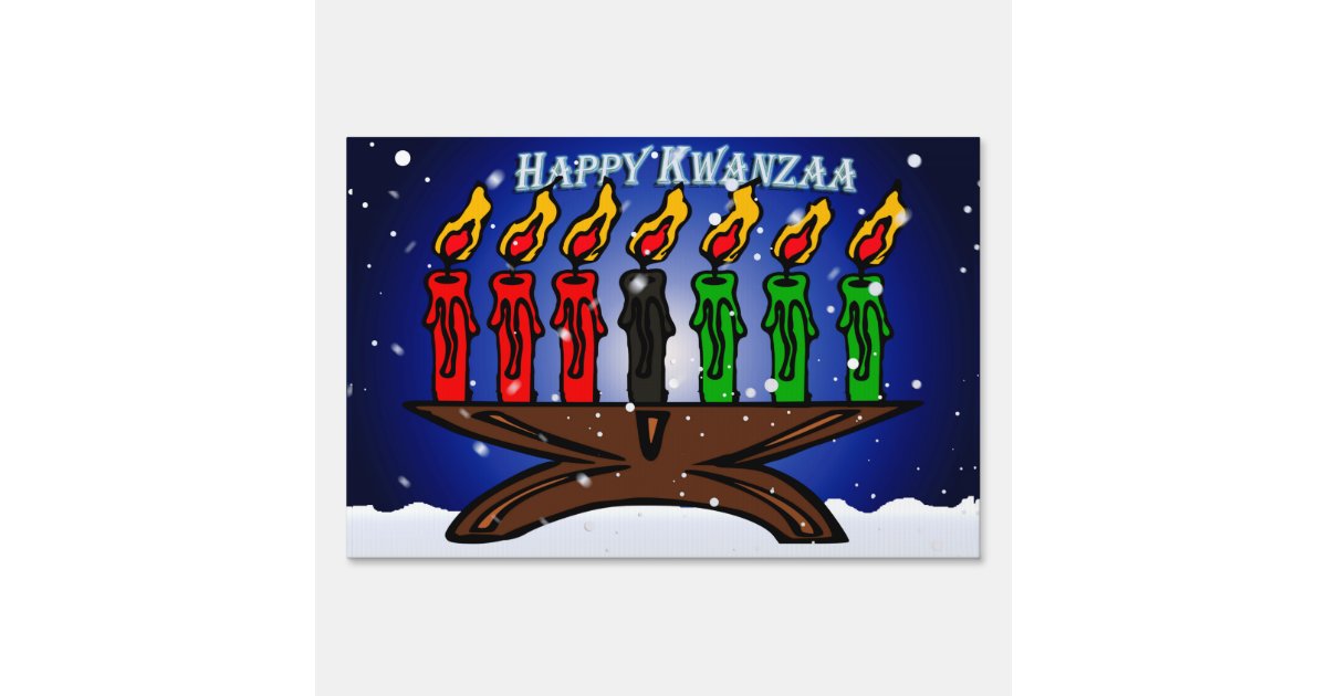 Kwanzaa Candle Kinara With Snow And Greeting Sign Zazzle Com