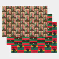 Kwanzaa Candles Africa Map Artisan Crochet Print Wrapping Paper Sheets