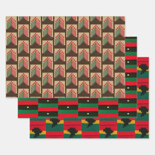 Kwanzaa Candles Africa Map Artisan Crochet Print Wrapping Paper Sheets