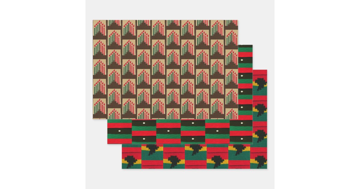 Kwanzaa Candles Africa Map Designer Crochet Print Wrapping Paper Sheets Zazzle Com