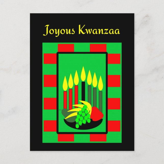 Kwanzaa Candles and Colorful Fruit Bowl Postcard (Front)