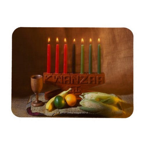 Kwanzaa candles and food magnet