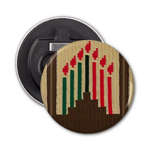 Kwanzaa Candles Brown Natural Crochet Print Bottle Opener