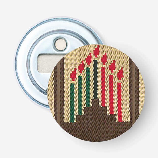 Kwanzaa Candles Brown Natural Crochet Print Bottle Opener (Front)