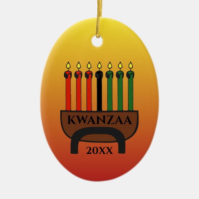 Kwanzaa Candles Ceramic Ornament (Front)