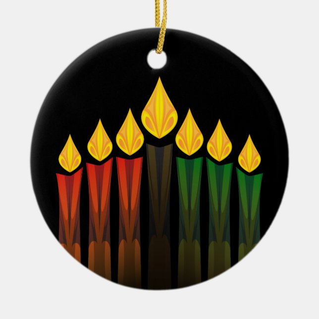 kwanzaa candles ceramic ornament (Front)