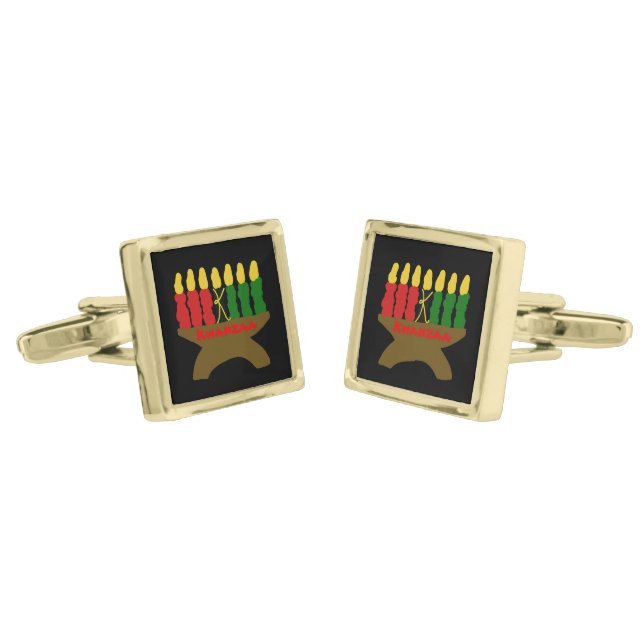 Kwanzaa Candles Cufflinks (Angled)