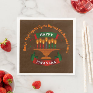 Kwanzaa Candles Red Black Green 7 Principles Paper Dinner Napkins