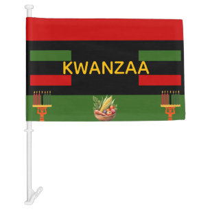 Kwanzaa Celebration Pan-African Vertical Stripes Car Flag