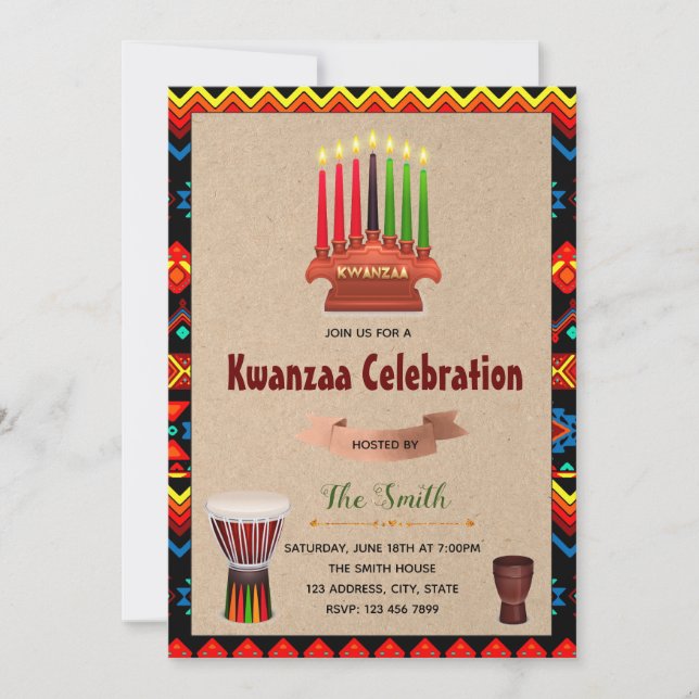 Kwanzaa celebration party invitation (Front)