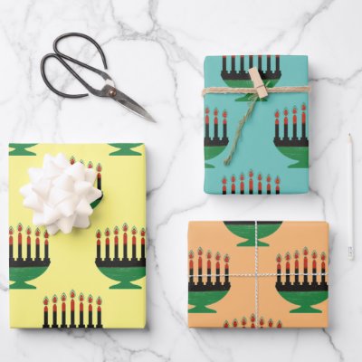 Kwanzaa Colors Kinara Wrapping Paper Sheets