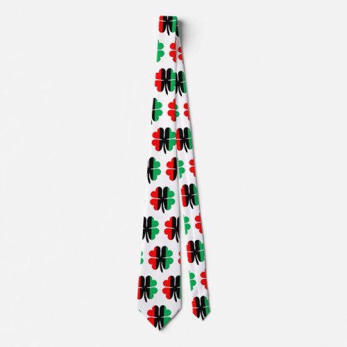 Kwanzaa Colors Red Black Green Clover Pattern Neck Tie