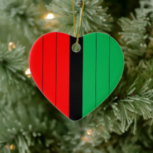 Kwanzaa Colors Red Black Green Stripes Pattern Cer Ceramic Ornament