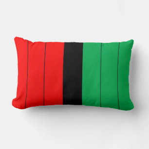 Kwanzaa Colors Red Black Green Stripes Pattern Lumbar Pillow