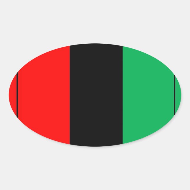 Kwanzaa Colors Red Black Green Stripes Pattern Oval Sticker (Front)
