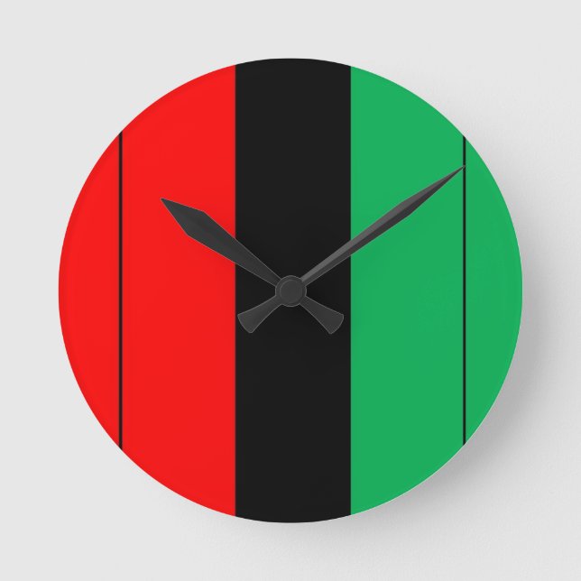 Kwanzaa Colors Red Black Green Stripes Pattern Round Clock (Front)