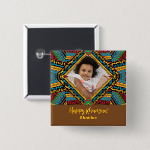 Kwanzaa Custom Brightly Colored Diamond Patter Button