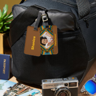 Kwanzaa Custom Brightly Colored Diamond Patter Luggage Tag