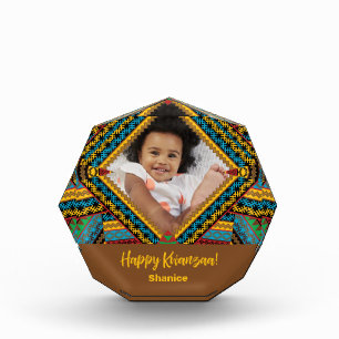 Kwanzaa Custom Brightly Colored Diamond Patter Photo Block