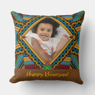 Kwanzaa Custom Brightly Colored Diamond Patter Throw Pillow