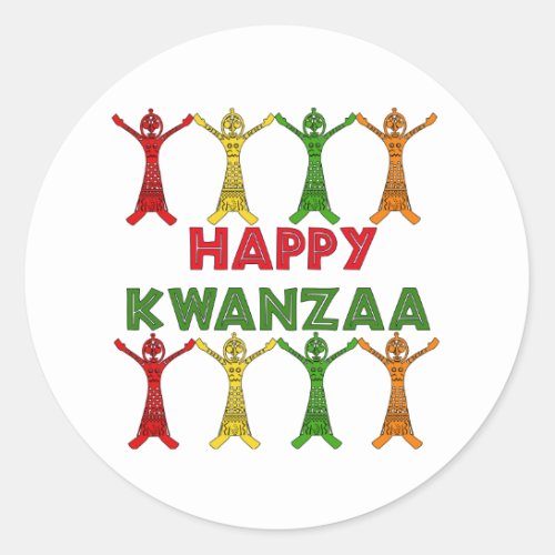 Kwanzaa Dancers Classic Round Sticker
