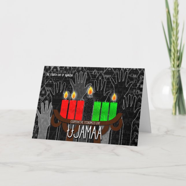 Kwanzaa Day 4 Ujamaa Cooperative Econimcs Kinara Holiday Card (Front)