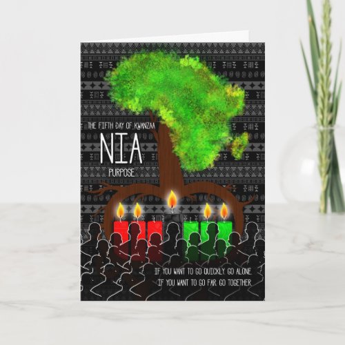 Kwanzaa Day 5 Nia Purpose Africa Tree Shape Holiday Card