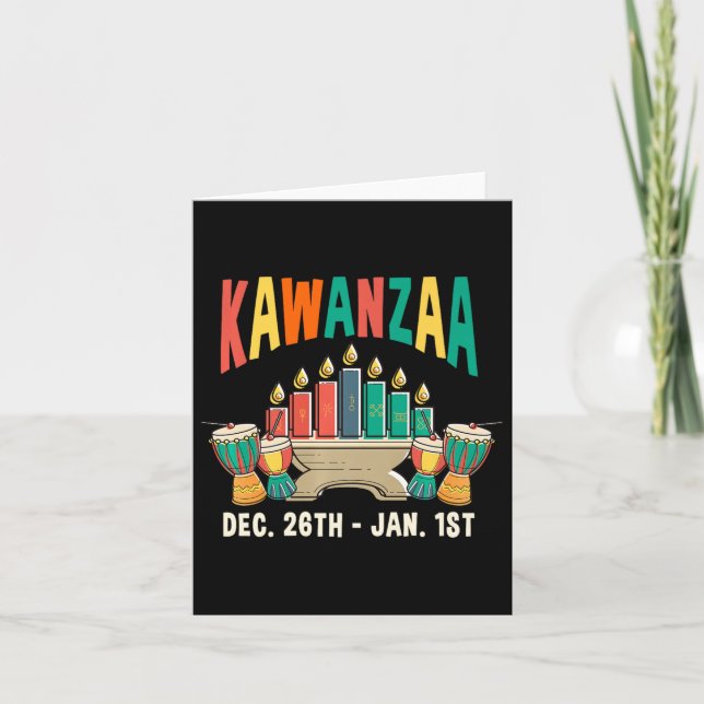 Kwanzaa Dec. 26th - Jan. 1st Candles Kinara Pan Af Card (Front)