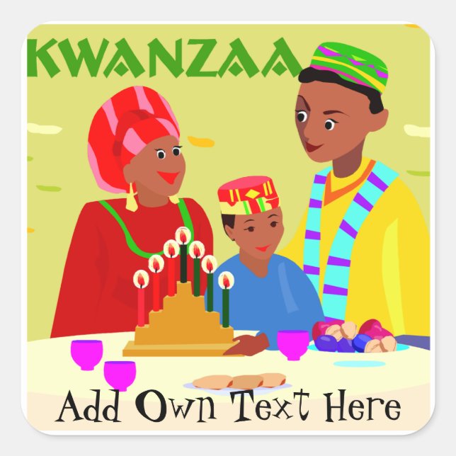 Kwanzaa Family Stickers Favors Gifts Personalized (Front)