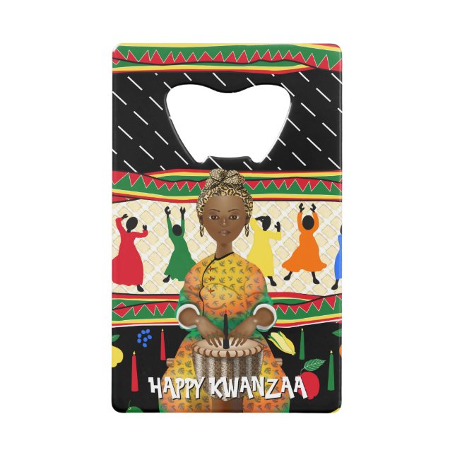 Kwanzaa First Fruits Harvest Credit Card Bottle Opener (Front)