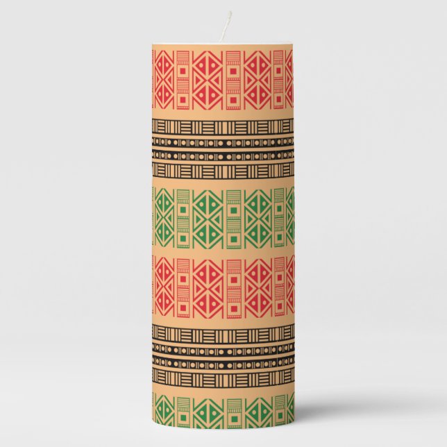 Kwanzaa Flag Patterns Pillar Candle (Front)