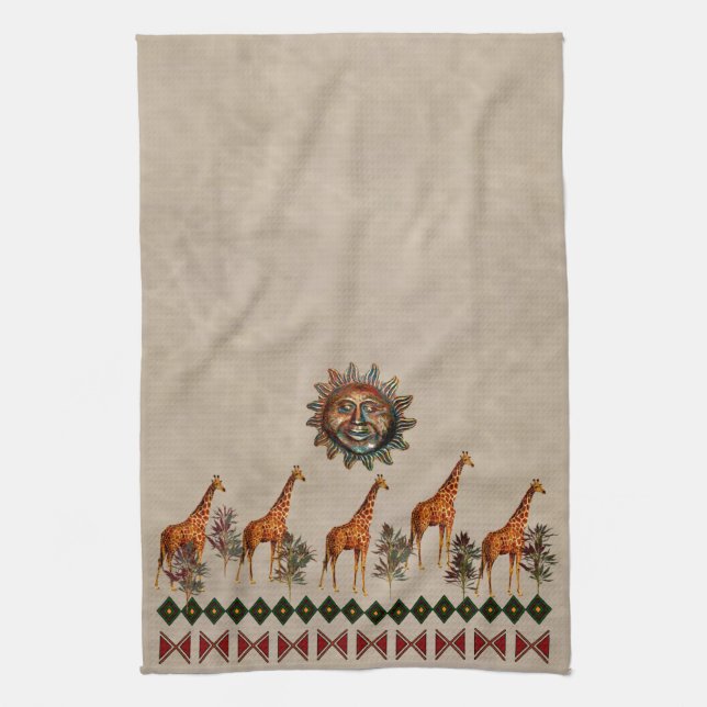 Kwanzaa Giraffes Kitchen Towel (Vertical)