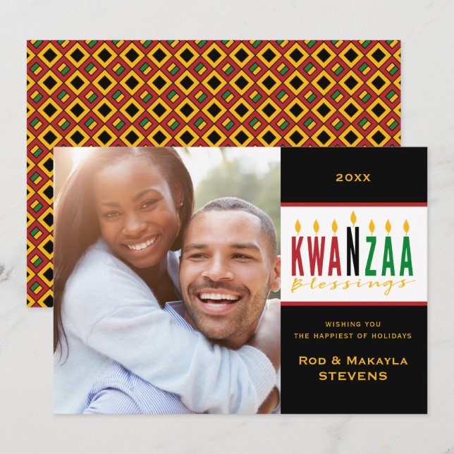 Kwanzaa Holiday Blessings | 1 Photo Card (Front/Back)