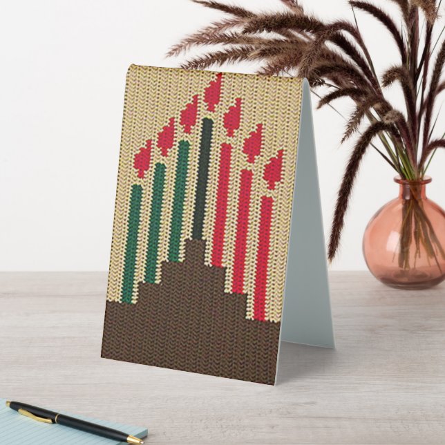 Kwanzaa Holiday Candles Artisan Crochet Print Table Tent (In SItu (Table))
