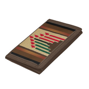 Kwanzaa Holiday Candles Artisan Crochet Print Tri-fold Wallet