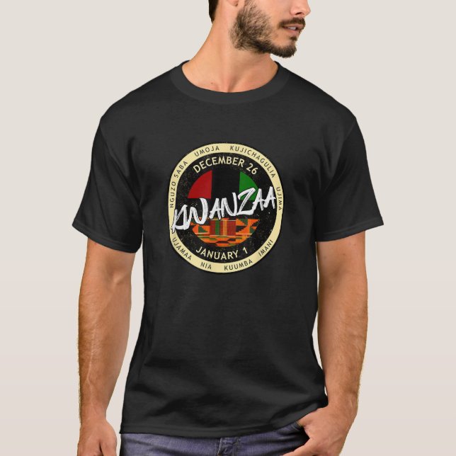 Kwanzaa Holiday Style Kwanzaa  Unisex Adults Black T-Shirt (Front)