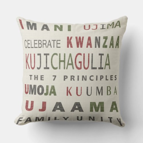 Kwanzaa Home Decor 7 Priciples Word Pillow