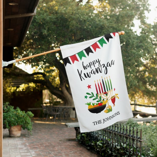 Kwanzaa House Flag (In SItu)