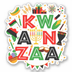 Kwanzaa  Icons, Kiss Cut   Sticker