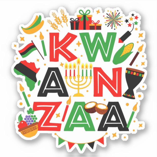 Kwanzaa  Icons, Kiss Cut   Sticker (Front)