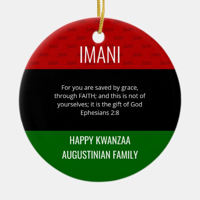 Kwanzaa IMANI  Ceramic Ornament (Front)