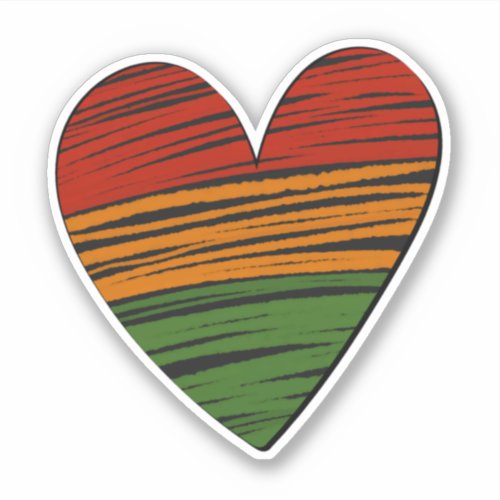 Kwanzaa Juneteenth Red Black Green Paint Heart     Sticker