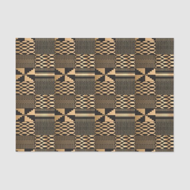 Kwanzaa Kente Print (Black/Gold) Tissue Paper (Front)