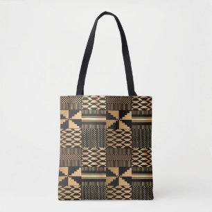 Kwanzaa Kente Print (Black/Gold) Tote Bag