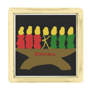 Kwanzaa Kinara Candles Gold Finish Lapel Pin