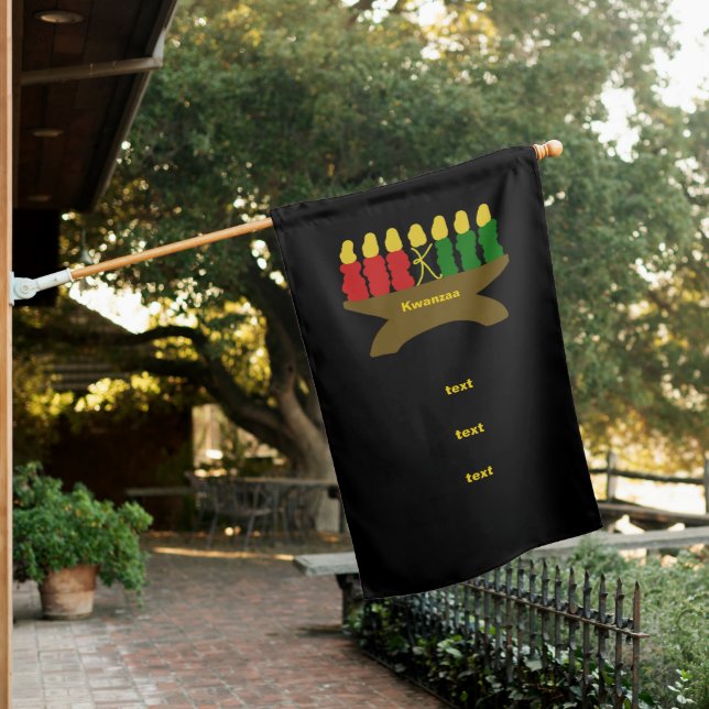 Kwanzaa Kinara Candles house flag (In SItu)